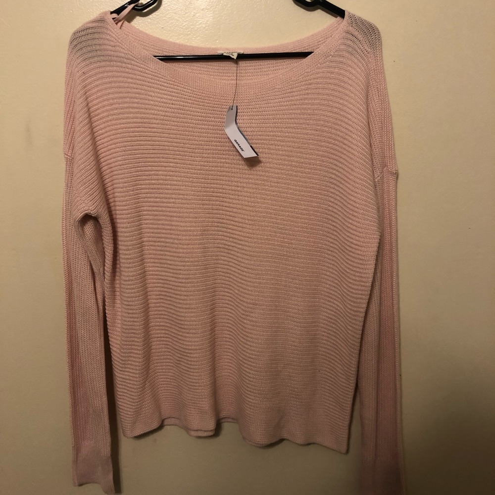 Open neck Baby pink sweater from Garage